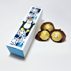 SVG Cut File Chocolate Gift Box Christmas Penguin Candy Holder Cut File Cricut Template Favor Box Bonbonniere Box Christmas File
