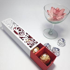 SVG Cut File Chocolade Geschenkdoos Sweet 16 Rozen Snoephouder Cut File Cricut Template Sweet 16th Gunstdoos Dxf Bonbonniere Doos 16e Verjaardag