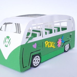 3D-automodel DIY, 3D-auto SVG, Hippie-auto digitale sjabloon, papierkunst, bouw je eigen auto 3D, SVG, AI, Pdf, Dxf, Png, snijbestand, cricut