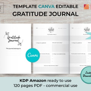 CANVA Gratitude Journal Template | 6×9 inches | 120 pages (BLEED) | KDP interior | Commercial licence
