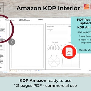 May include: A black and white printable PDF template for nail art designs. The template includes a "belongs to" page and 15 pages for each nail shape. The PDF is ready to upload to KDP Amazon for commercial use.
