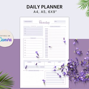 CANVA Template Daily Planner | 7 Days | 6 Styles | Printable PDF | A4 ...