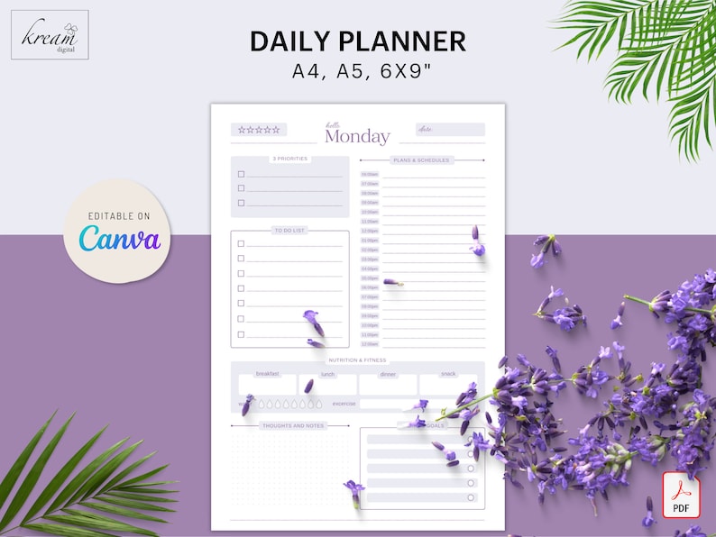 CANVA Template Daily Planner | 7 Days | 6 Styles | Printable PDF | A4 ...
