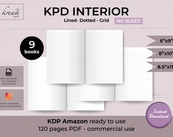 Amazon KDP Interior Template: Lined, Dotted, Grid | Size 6x9, 8x10
