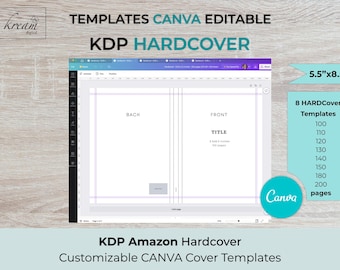 CANVA KDP Hardcover Templates 5.5x8.5  for 100, 110, 120, 130, 140, 150, 180, 200 pages | ready to edit