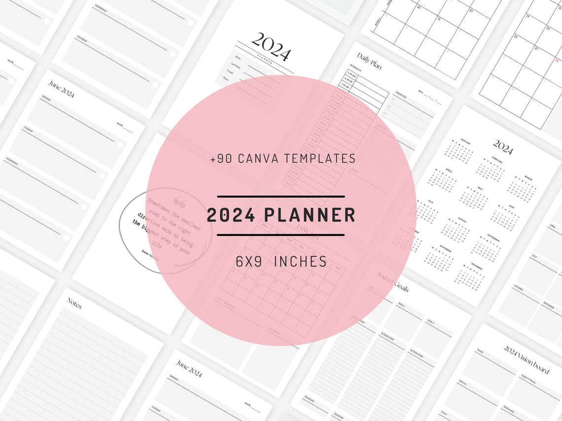 CANVA 2024 Planner Templates KDP Planner 6x9 Inches Editable in Canva