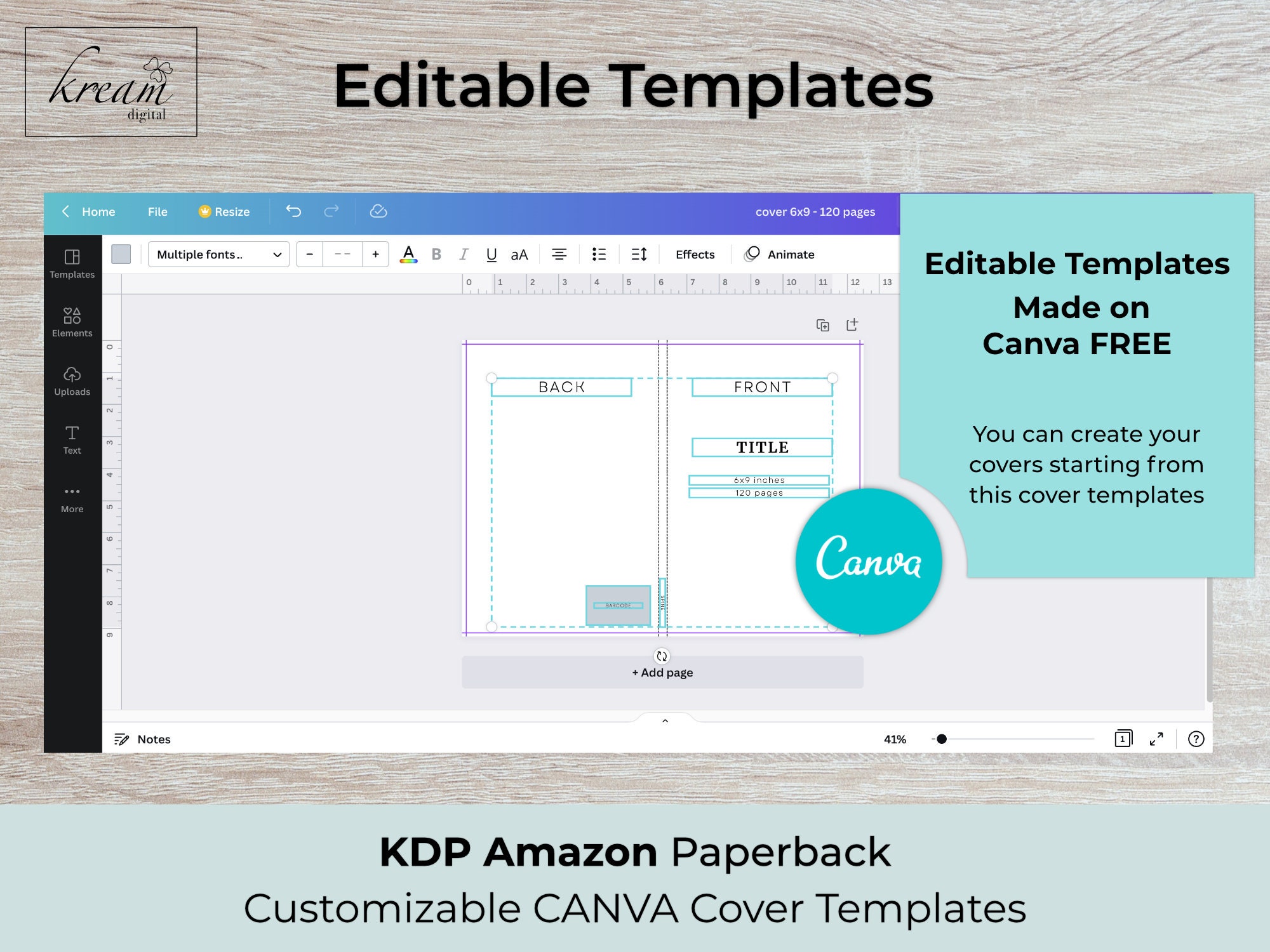 CANVA KDP Cover Templates 6x9 for 50, 100, 110, 120, 130, 140, 150, 180 ...
