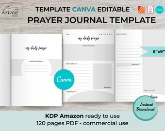 CANVA Prayer Journal Template | 6×9 inches | 120 pages (BLEED) | KDP interior | Commercial licence