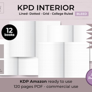 12 Modelli per libri interni editabili Amazon KDP | PDF 120 pagine  | Con smarginatura | Dimensioni 6 x 9, 8 x 10, 8,5 x 11 pollici