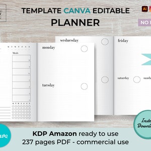 CANVA Undated Planner Template | 6×9 inches | KDP interior | Commercial licence