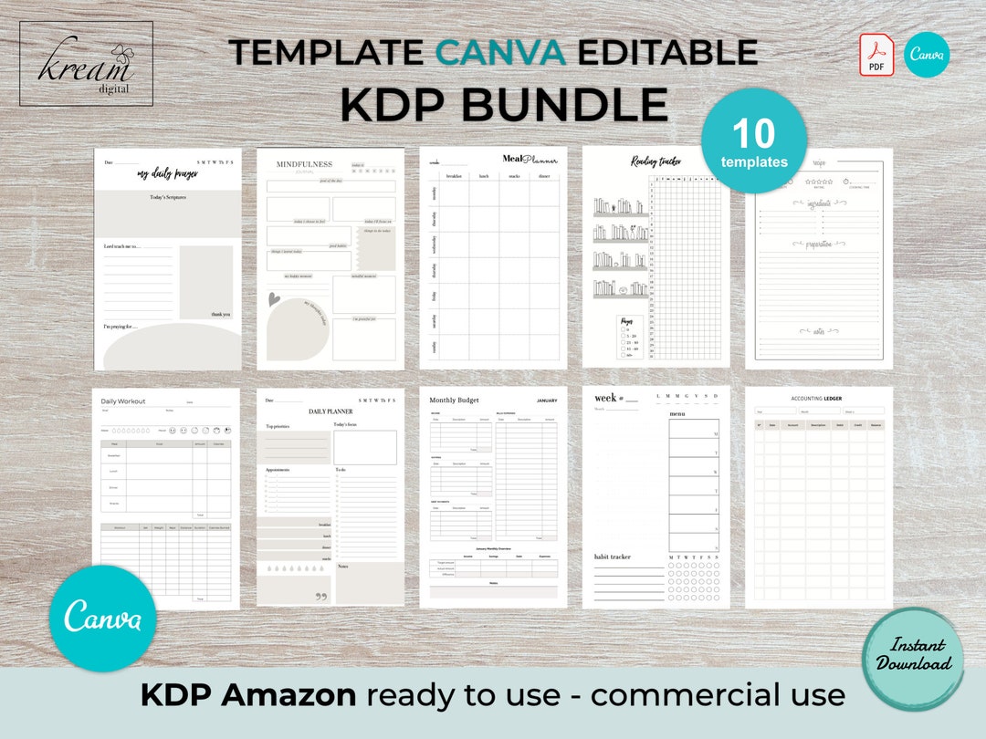 KDP Interior Designs Bundle | 10 Best Seller CANVA Templates | Editable ...