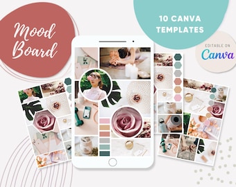 CANVA 10 Mood Board Templates Graphic, mood board, editable template, images board, brand board