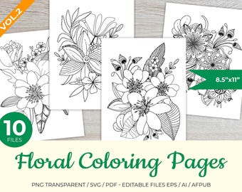 10 floral coloring pages
