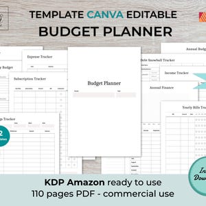 CANVA Budget Planner KDP Template| 6×9 inches | 110 pages | KDP interior | Commercial licence
