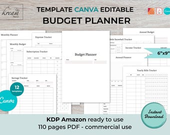 CANVA Budget Planner KDP Template| 6×9 inches | 110 pages | KDP interior | Commercial licence