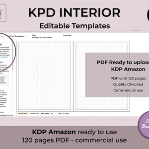 Schermata del software di anteprima di stampa che mostra la pagina interna a griglia pronta per il caricamento su Amazon KDP.