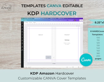 CANVA KDP Hardcover Templates 8.25x11  for 100, 110, 120, 130, 140, 150, 180, 200 pages | ready to edit