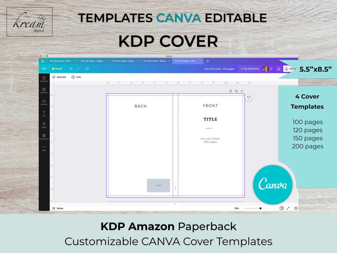 CANVA KDP Cover Templates 5.5x8.5 for 100, 120, 150, 200 Pages Ready to CANVA KDP Cover Templates 5.5x8.5 for 100, 120, 150, 200 Pages Ready to