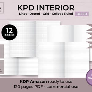 12 modèles de pages intérieures modifiables pour Amazon KDP | PDF de 120 pages | Avec fond perdu | Formats : 15,2 x 22,9 cm, 20,3 x 25,4 cm et 21,6 x 27,9 cm