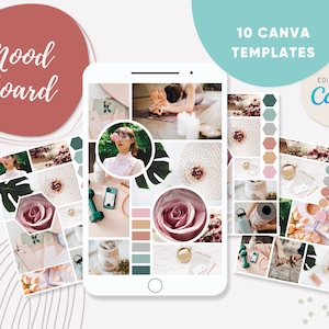 CANVA 10 Mood Board Templates Graphique, mood board, modèle modifiable, tableau d’images, tableau de marque