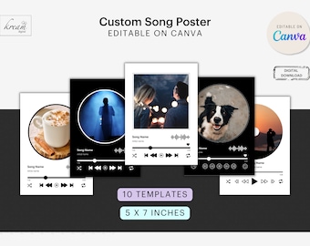 CANVA Custom song poster template | Editable on CANVA | 10 Templates | Digital Download | 5x7" | Commercial Licence