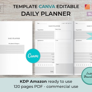 CANVA Template diario giornaliero | 6×9 pollici | 120 pagine (BLEED) | Interno KDP | Licenza commerciale