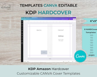 CANVA KDP Hardcover Templates 6x9  for 100, 110, 120, 130, 140, 150, 180, 200 pages | ready to edit