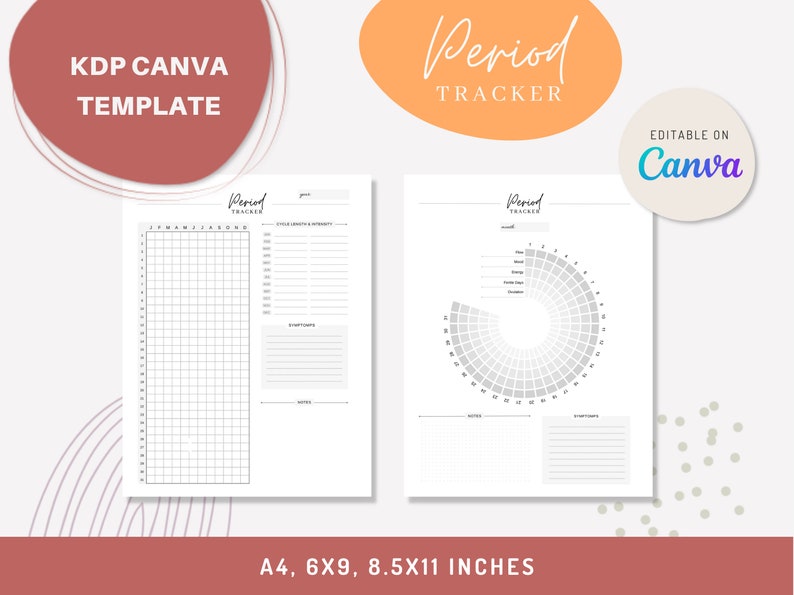 CANVA Period Tracker Template | 6×9 Inches, 8.5x11 Inches, A4 | KDP ...