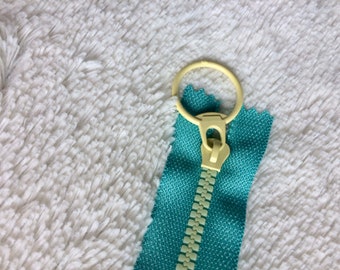 Zipper blue & purple 15cm 6 inch, with round pull