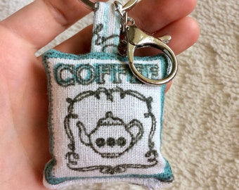 coffee retro key ring cushion gift