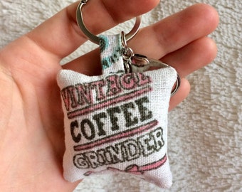 Vintage coffee grinder retro key ring pillow gift