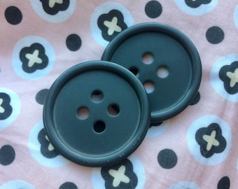 Large vintage buttons, dark grey, set of 2