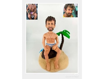 Figura personalizada, cabezón, figura de arcilla, estatua personalizada basada en fotos, obra de arte única, regalo para pareja, regalo personalizado para niños.