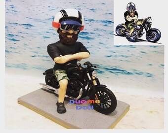 Personalized Biker Bobblehead – Custom Motorcycle Figurine from Photo, Unique Gift for Riders