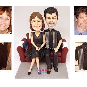 Handmade Custom bobblehead couple custom figurines anniversary custom gifts with a sofa