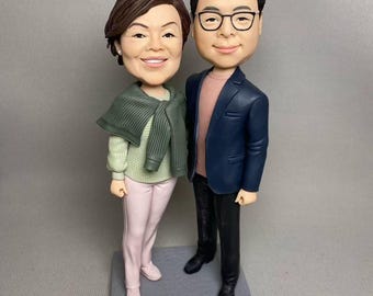 Custom Couple Bobblehead – Personalized Figurines from Photos | Wedding Cake Topper, Anniversary, Valentine’s Gift