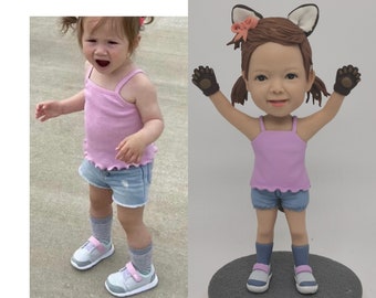 baby Bobblehead Custom, Personalized Birthday Cake Topper For Her, birthday Anniversary Bobble Head Gift For child daughter friends