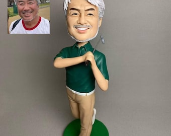 Figura de golfista personalizada | Figura de golfista personalizada con foto / Regalo único para amantes del golf, papá, entrenador y jubilados