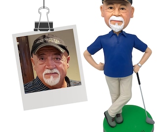 Custom Golfer Bobble Head, Personalized Golf Player Figurine, Polymer Clay Gift