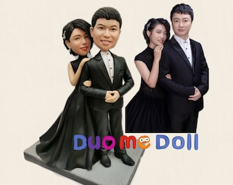 Benutzerdefinierte Cake Topper Dekoration vom Foto Personalisierte 3D Portrait Figur Geschenke für Eltern Paar, Geburtstag Hochzeitstag