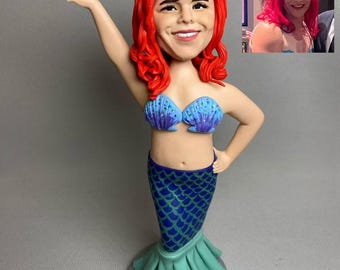 Little Mermaid Bobblehead – Unique Hand-Sculpted Figurine, Perfect for Birthdays and Holidays