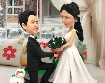 Customize Cake topper Wedding Cake Bobblehead figurine clay doll discount cake decoration