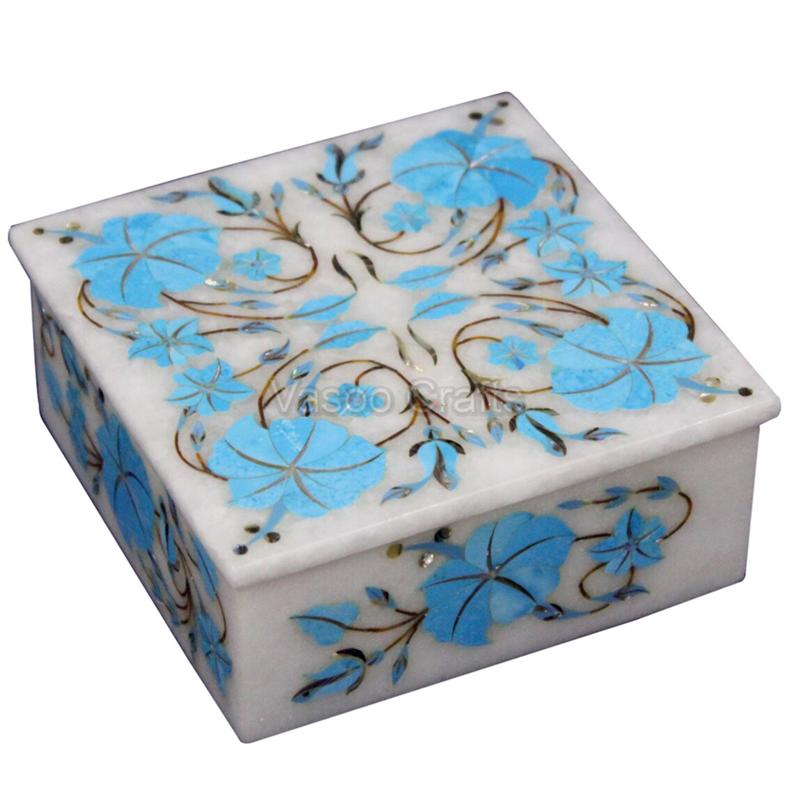 Indian Jewelry Box Vintage Marble Inlaid Homemade Gift Etsy
