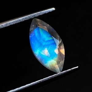 100% Natural Multi Flashy Rainbow Moonstone Marquise Shape  Faceted Cut 5x10mm AAA Quality  Loose Gemstone For Jewelry 1 Ct