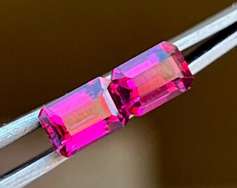 Rhodolite Garnet Pair: Natural Pink Purple Octagon Gemstones (4x6 mm, 1.80Ct)