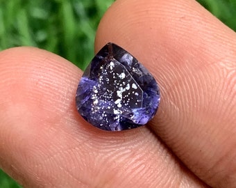 Iolite Sunstone Heart Shape Faceted Cut Loose Gemstone: 100% Natural AAA Quality, 2.10 Carats