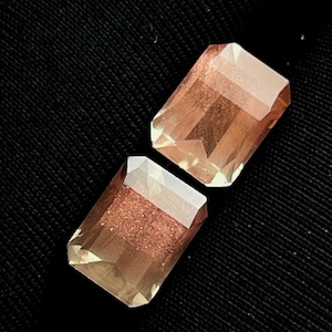 100% Natural Oregon Sunstone 6x8 mm Octagon Shape Pixel Cut Faceted Matching Pair Clean AAA Quality Loose Gemstone For Jewelry