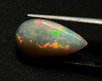 Honey Comb Welo Fire Ethiopian Opal Gemstone Pear Shape Cabochon 100% Natural AAA Quality Loose Gemstone Size  (11x20x5.50 mm) 5.50 Ct