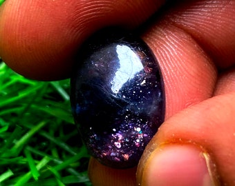 Piedra solar de iolita color sangre, 100% natural, forma ovalada, cabujón, iolita suelta de calidad excepcional, tamaño 11 CT (14x20x6 mm).