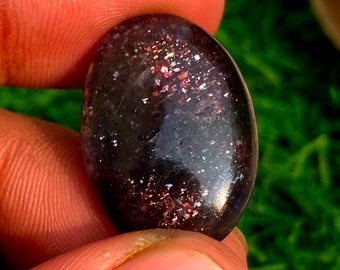 Iolita de sangre inyectada, piedra solar 100 % natural, forma ovalada, cabujón, piedra preciosa suelta de iolita de calidad AAA, 24 ct (17 x 25 x 7 mm)
